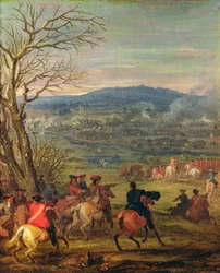 Ludvig XIV (1638-1715) i slaget nära berget Cassel, 11 april 1677, ca 1678